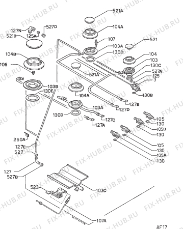 Взрыв-схема плиты (духовки) Privileg 006.951 8 - Схема узла Functional parts 267